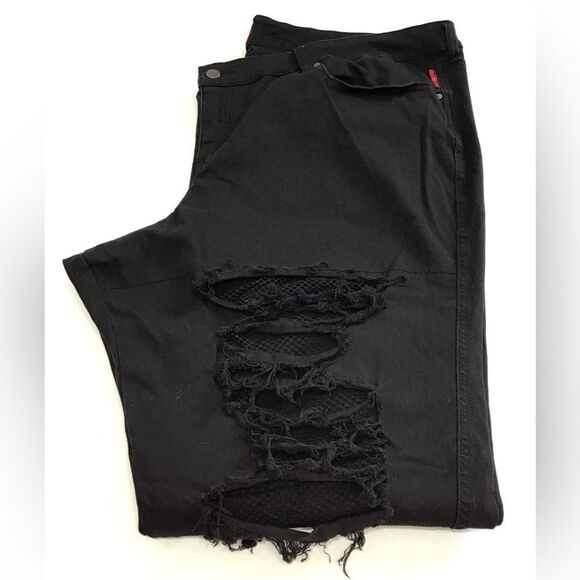 Tripp NYC Daang Goodman Plus Black Distressed Denim Jeans Size 28 - Picture 1 of 13